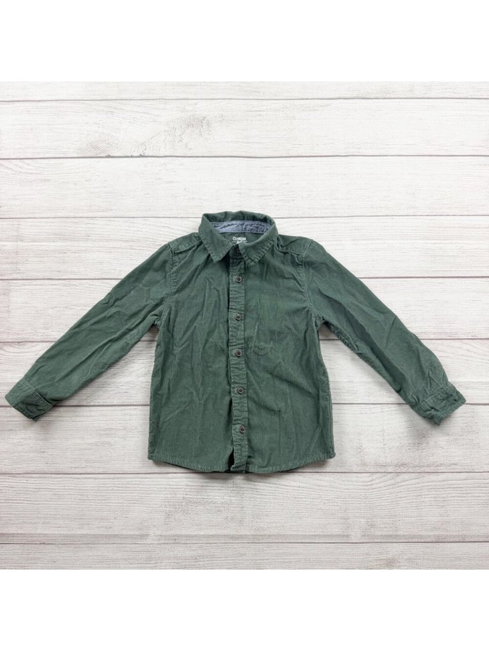 OshKosh Bgosh Green Corduroy Button-Up Shirt Toddler Long Sleeve 4T